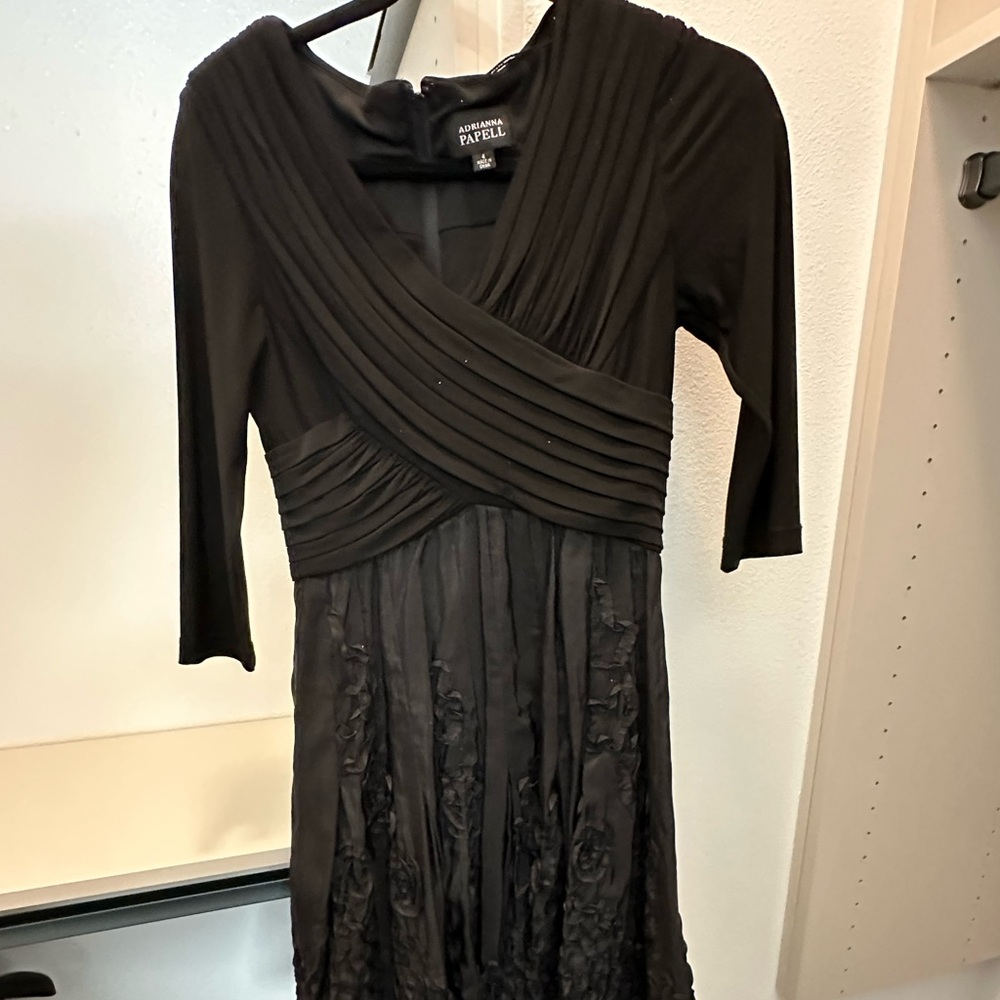 Adrianna Papell Black Fit and Flare Cocktail Dress
